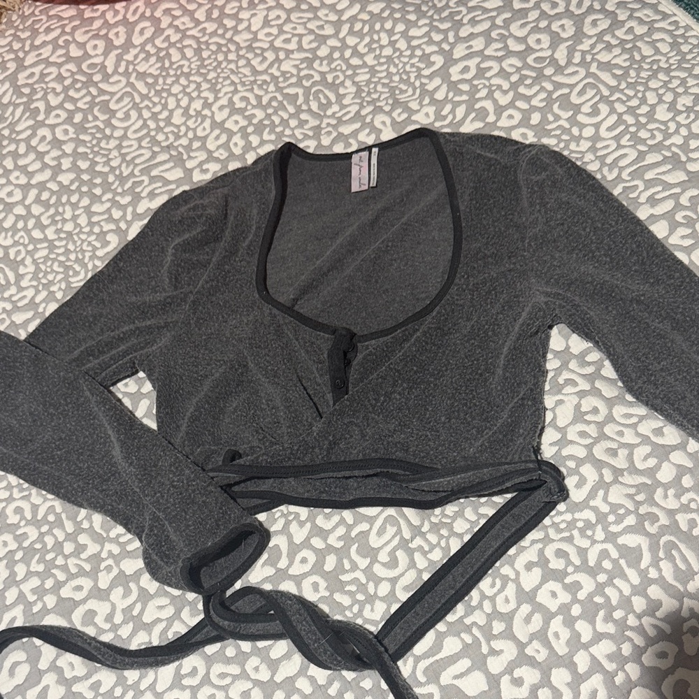 Urban Outfitters Dark Gray Wrap Top
